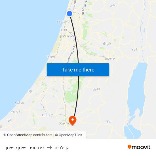 בית ספר וייצמן/וייצמן to גן ילדים map