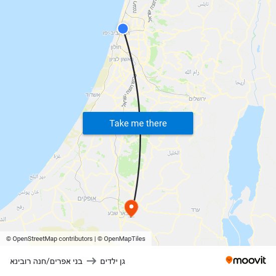 בני אפרים/חנה רובינא to גן ילדים map