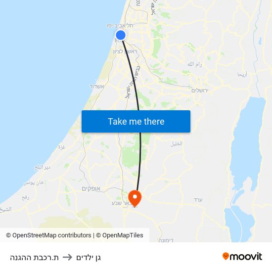 ת.רכבת ההגנה to גן ילדים map