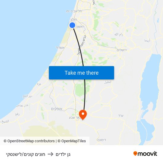 חונים קונים/לישנסקי to גן ילדים map