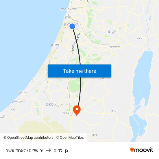 ירושלים/האחד עשר to גן ילדים map