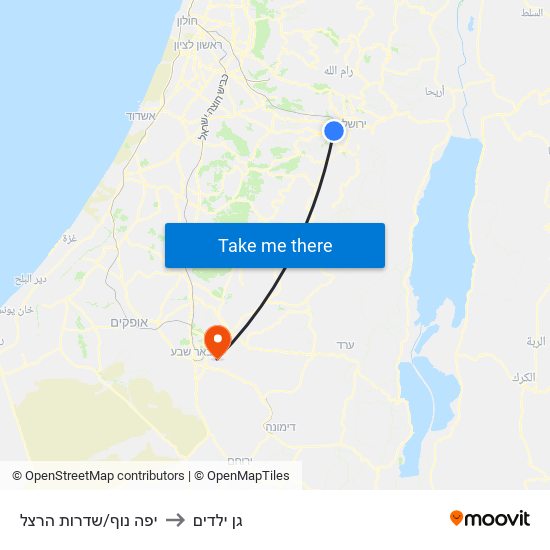 יפה נוף/שדרות הרצל to גן ילדים map