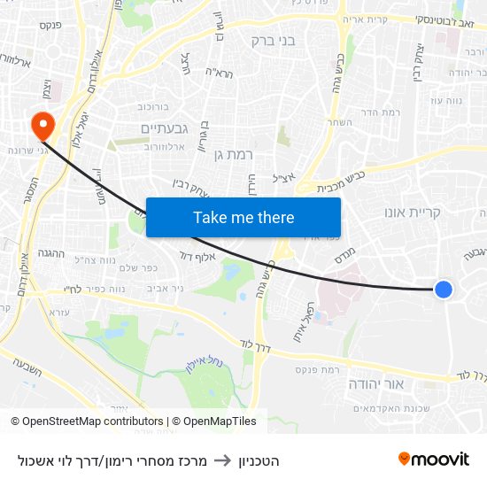מרכז מסחרי רימון/דרך לוי אשכול to הטכניון map