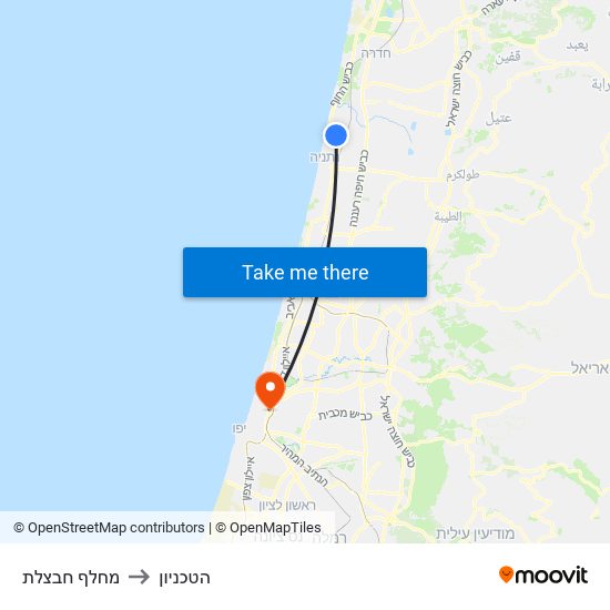 מחלף חבצלת to הטכניון map