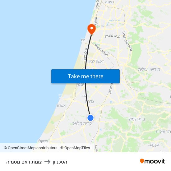 צומת ראם מסמיה to הטכניון map