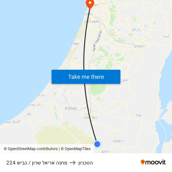 מחנה אריאל שרון / כביש 224 to הטכניון map