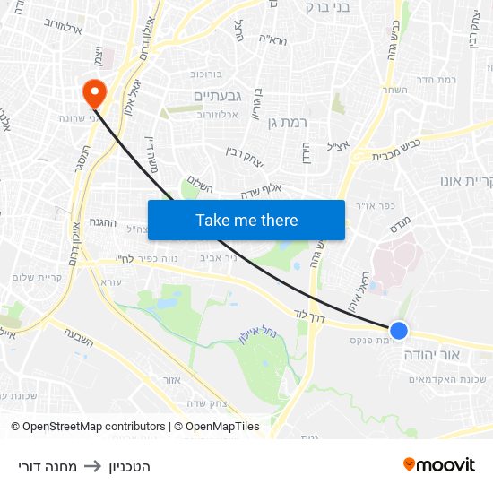 מחנה דורי to הטכניון map