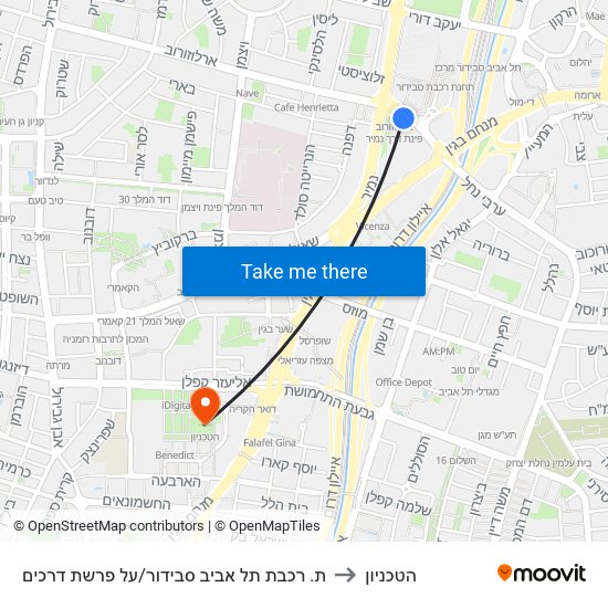 ת. רכבת תל אביב סבידור/על פרשת דרכים to הטכניון map