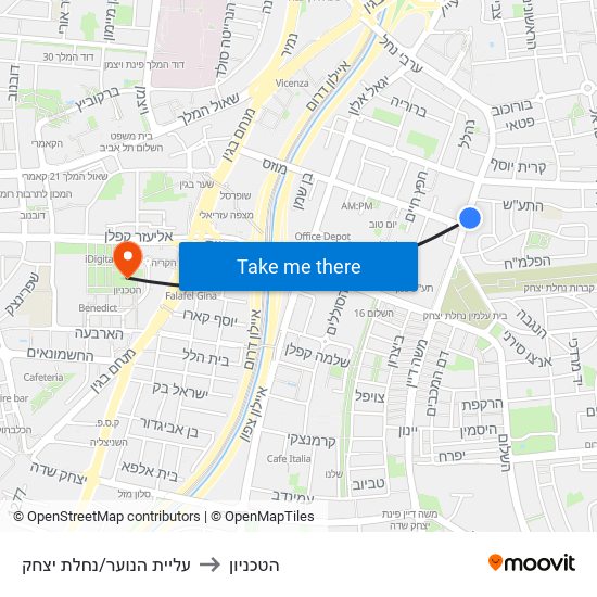 עליית הנוער/נחלת יצחק to הטכניון map