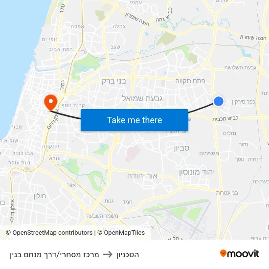 מרכז מסחרי/דרך מנחם בגין to הטכניון map