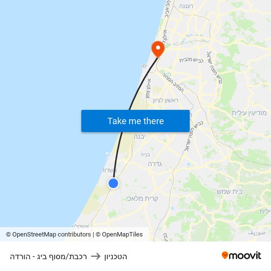 רכבת/מסוף ביג - הורדה to הטכניון map