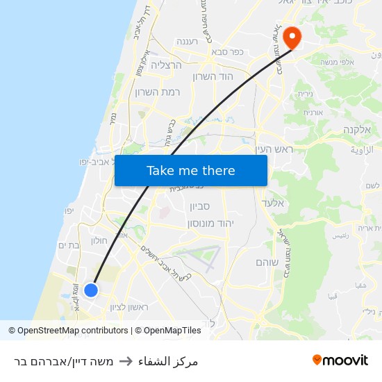 משה דיין/אברהם בר to مركز الشفاء map
