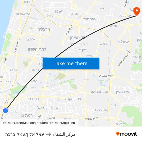 יגאל אלון/עמק ברכה to مركز الشفاء map