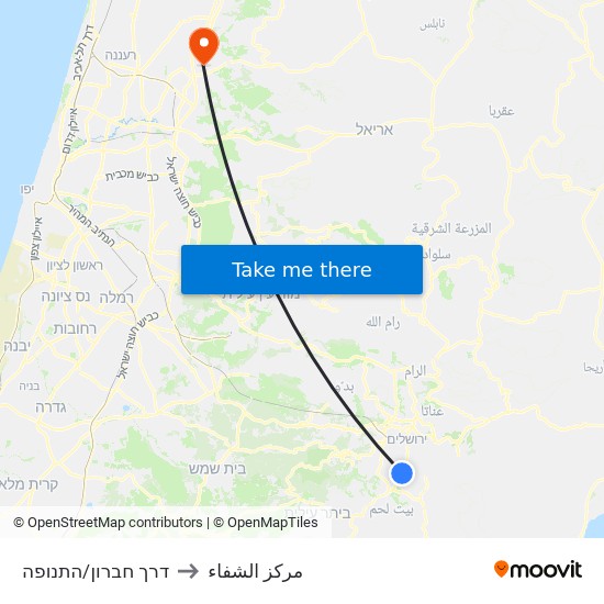 דרך חברון/התנופה to مركز الشفاء map