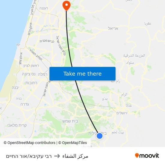 רבי עקיבא/אור החיים to مركز الشفاء map