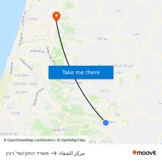 משרד החוץ/שד' רבין to مركز الشفاء map