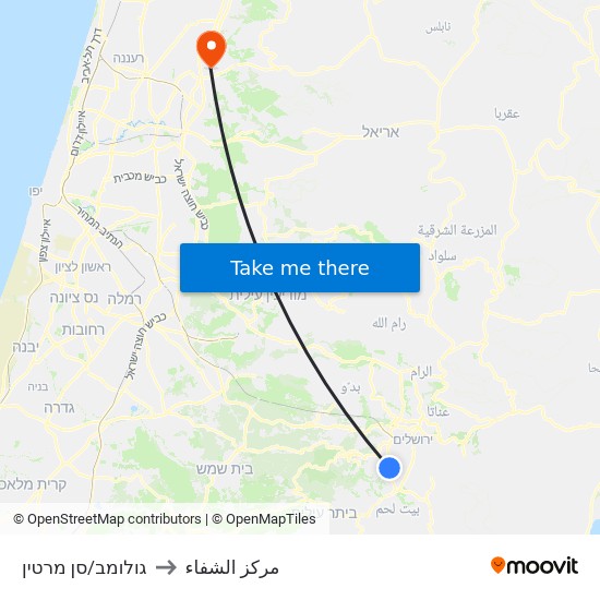 גולומב/סן מרטין to مركز الشفاء map