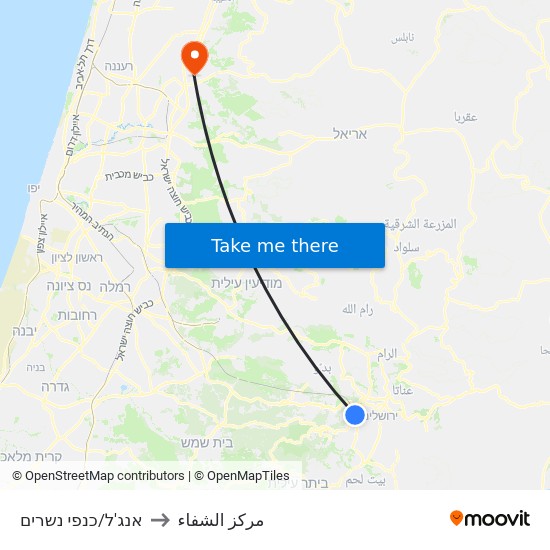 אנג'ל/כנפי נשרים to مركز الشفاء map