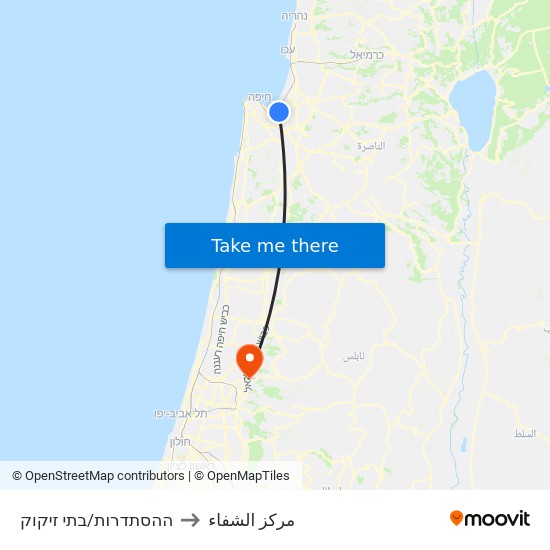 ההסתדרות/בתי זיקוק to مركز الشفاء map