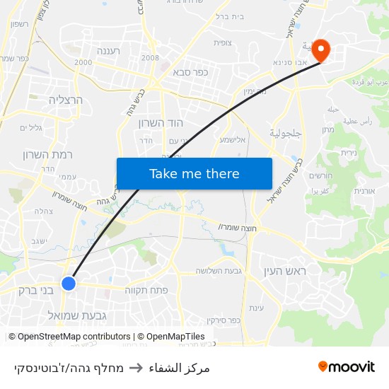 מחלף גהה/ז'בוטינסקי to مركز الشفاء map