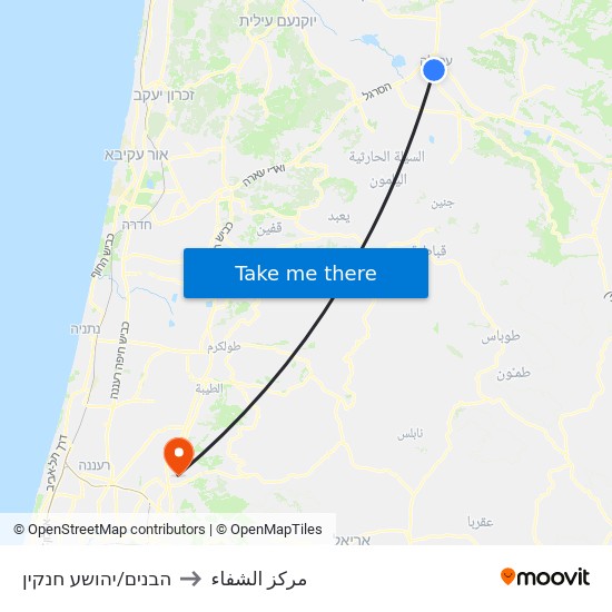 עיריית עפולה/הבנים to مركز الشفاء map