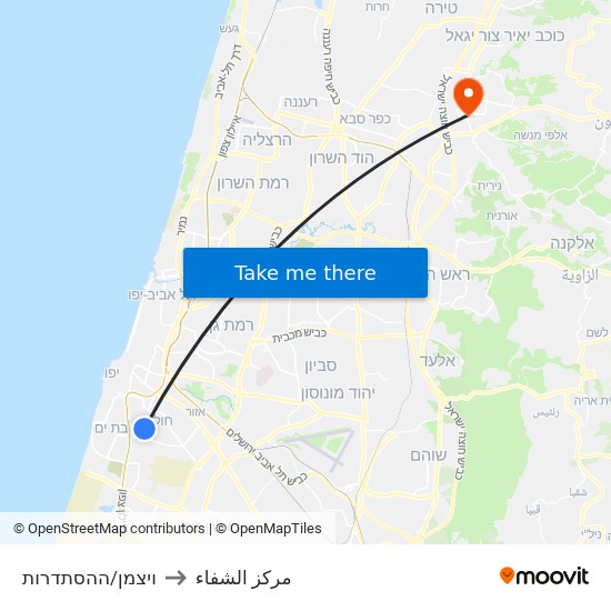 ויצמן/ההסתדרות to مركز الشفاء map