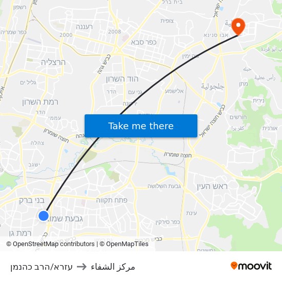 עזרא/הרב כהנמן to مركز الشفاء map