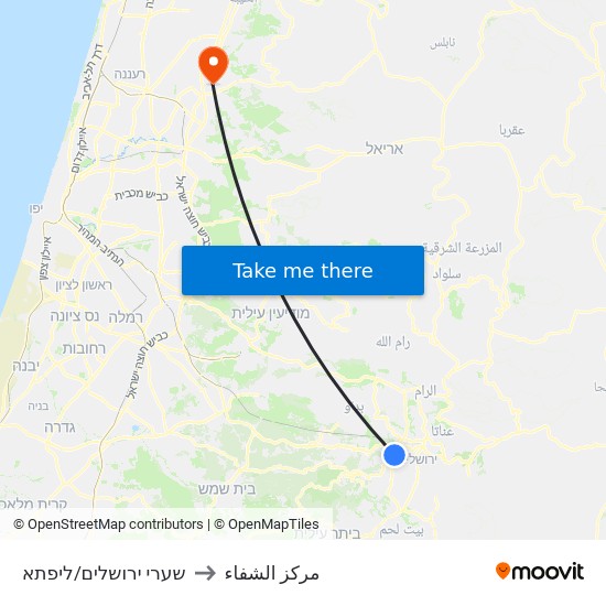 שערי ירושלים/ליפתא to مركز الشفاء map