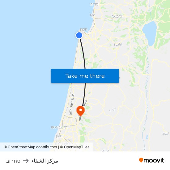 סחרוב to مركز الشفاء map