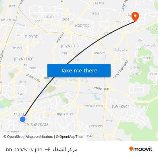 חזון אי''ש/רבנו תם to مركز الشفاء map