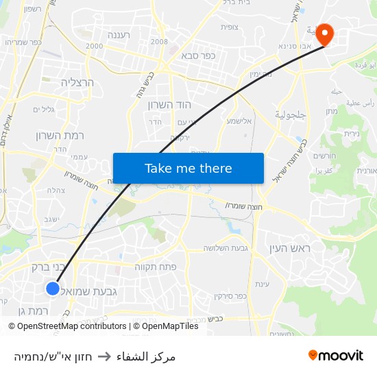 חזון אי''ש/נחמיה to مركز الشفاء map