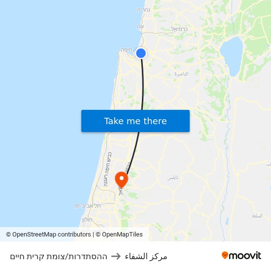 ההסתדרות/צומת קרית חיים to مركز الشفاء map