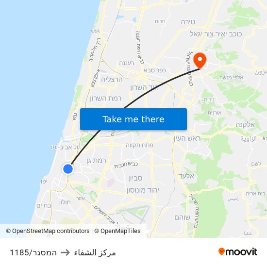 ישראל טל/המסגר to مركز الشفاء map