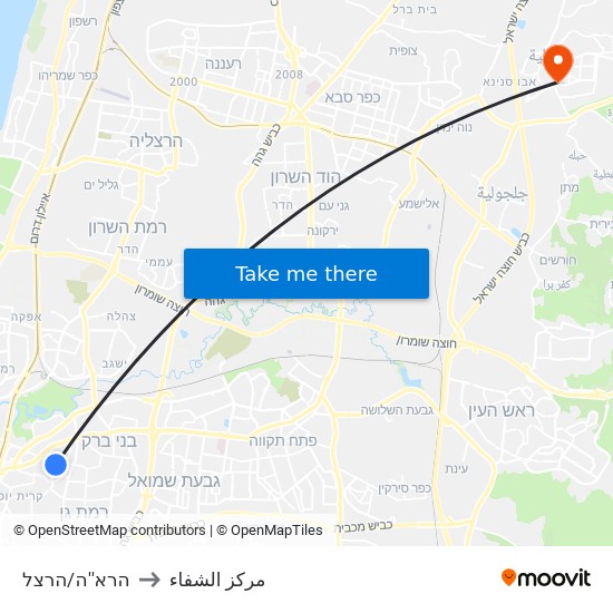 הרא''ה/הרצל to مركز الشفاء map