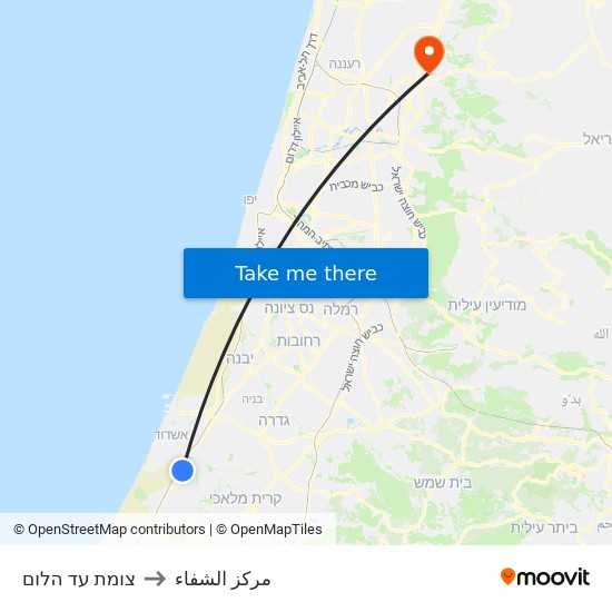 צומת עד הלום to مركز الشفاء map