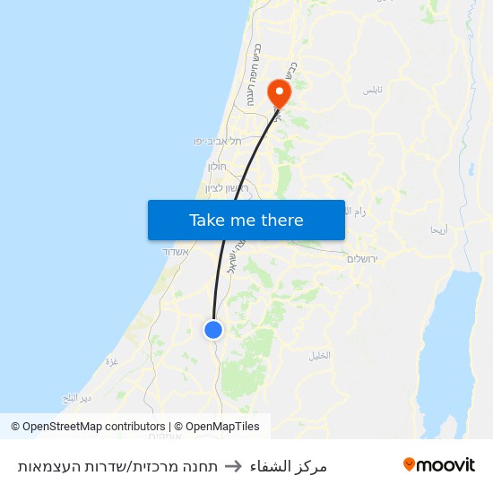 תחנה מרכזית/שדרות העצמאות to مركز الشفاء map