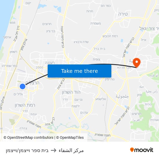 בית ספר וייצמן/וייצמן to مركز الشفاء map