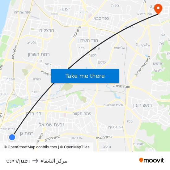 ויצמן/ריינס to مركز الشفاء map