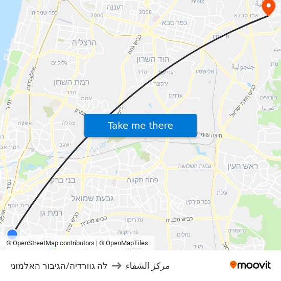 לה גוורדיה/הגיבור האלמוני to مركز الشفاء map