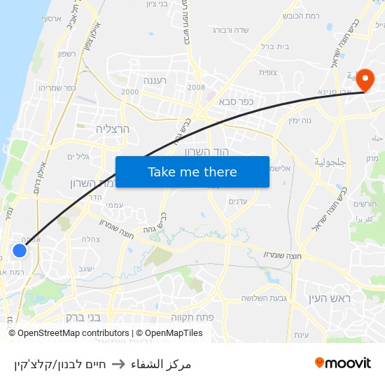 חיים לבנון/קלצ'קין to مركز الشفاء map