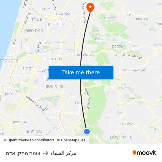 צומת מתקן אדם to مركز الشفاء map