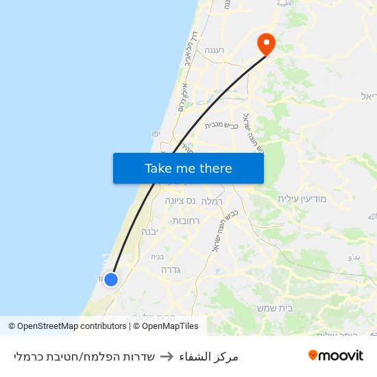 שדרות הפלמח/חטיבת כרמלי to مركز الشفاء map