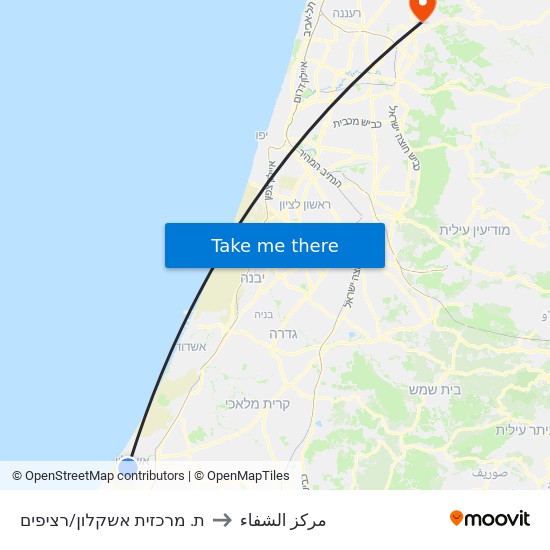 ת. מרכזית אשקלון רציפים/בינעירוני to مركز الشفاء map