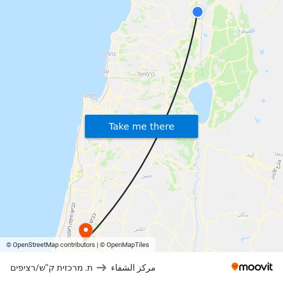 ת. מרכזית ק''ש/רציפים to مركز الشفاء map