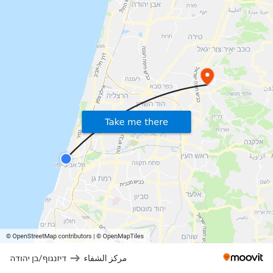דיזנגוף/בן יהודה to مركز الشفاء map