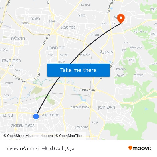 בית חולים שניידר to مركز الشفاء map