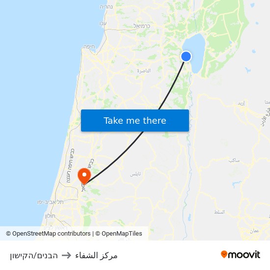 הבנים/הקישון to مركز الشفاء map