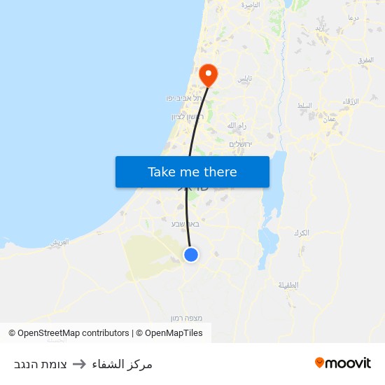 צומת הנגב to مركز الشفاء map