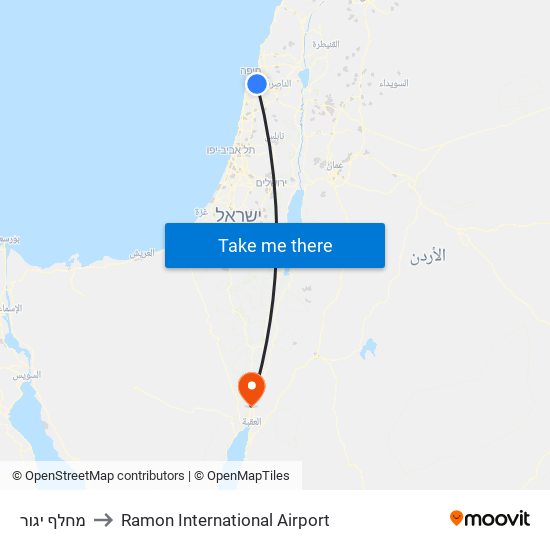 מחלף יגור to Ramon International Airport map