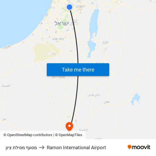 מסעף מסילת ציון to Ramon International Airport map